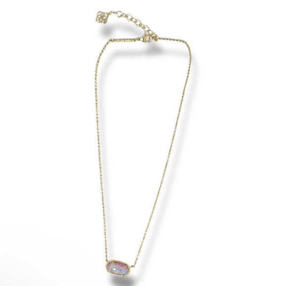Kendra Scott Elisa Gold Pendant Necklace Lilac Kyocera Opal 15-17”- NEW - Picture 2 of 4